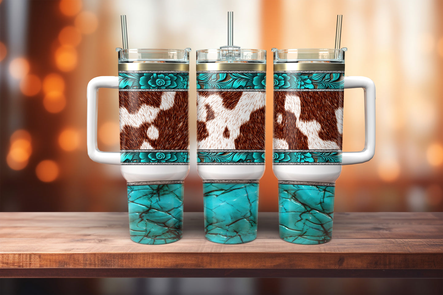 Cow Print/Turquoise
