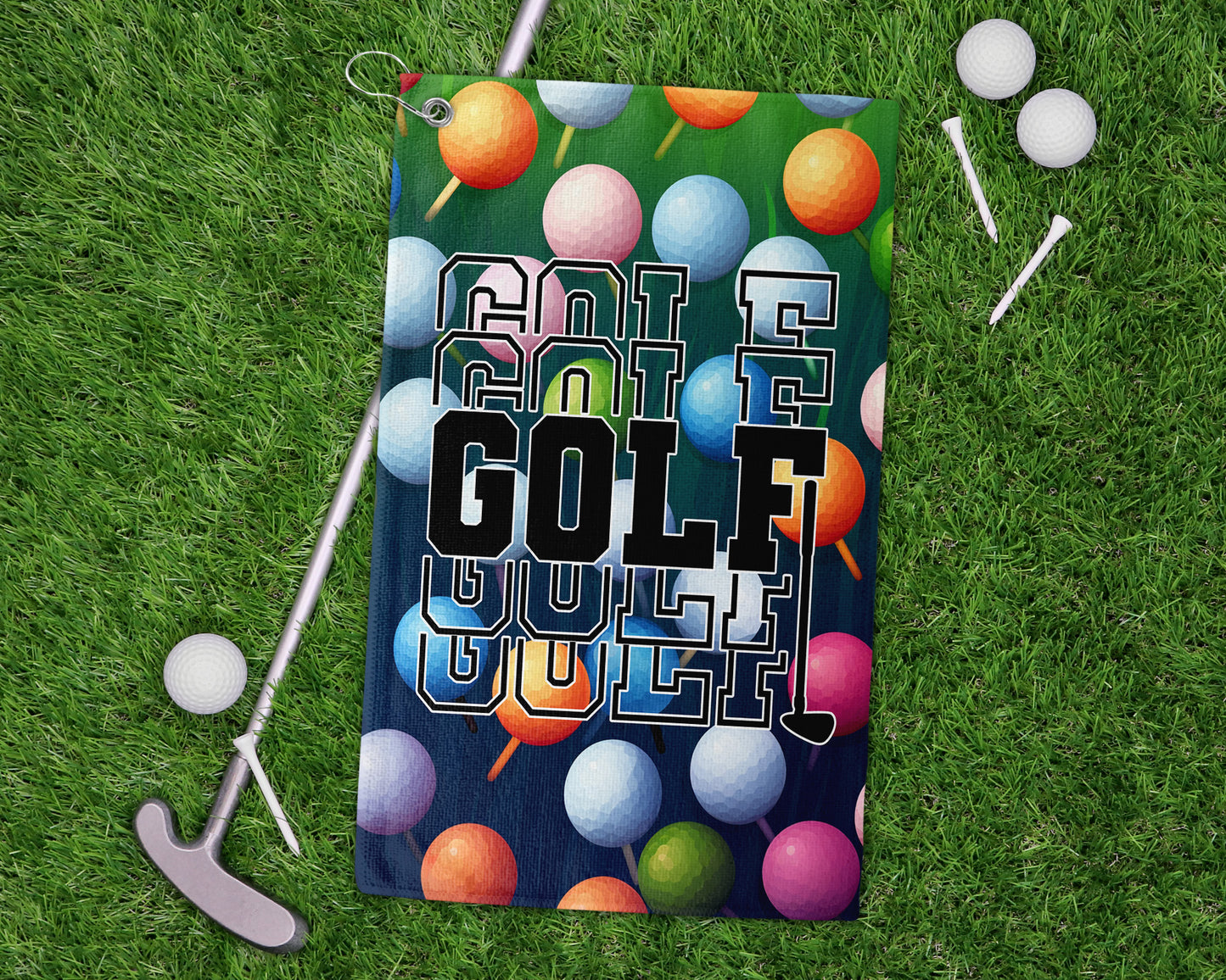 Golf Stacked on Colored Balls