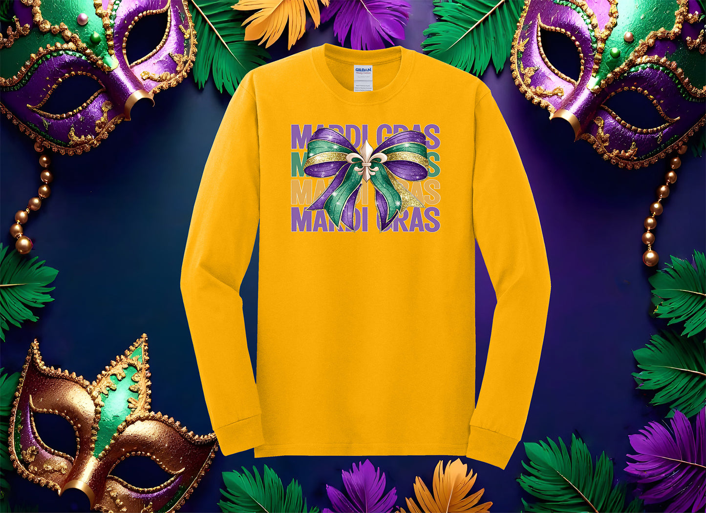 Mardi Gras Repeated with Bead Bow