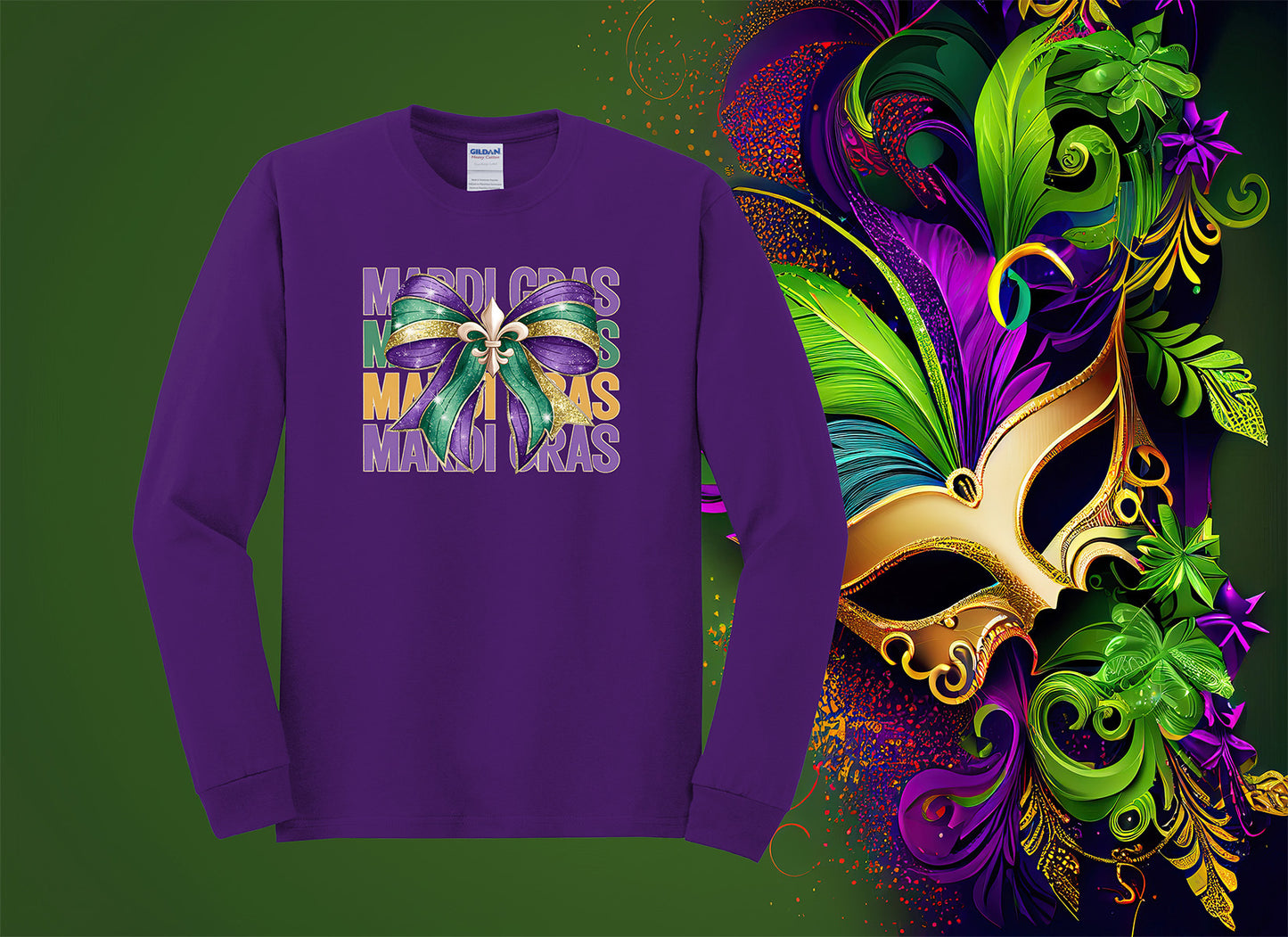 Mardi Gras Repeated with Bead Bow