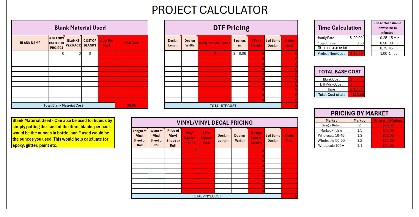Craft Project Calculator