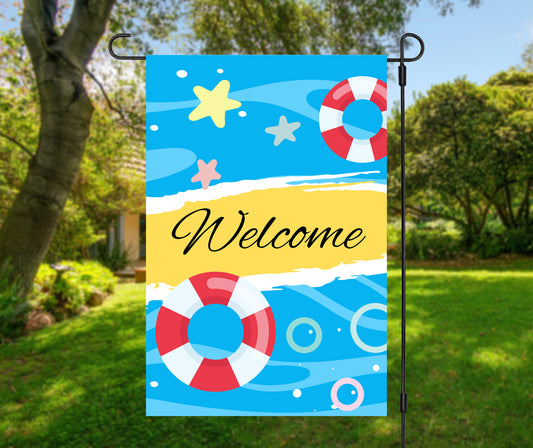 Summer Beach Theme Garden Flag