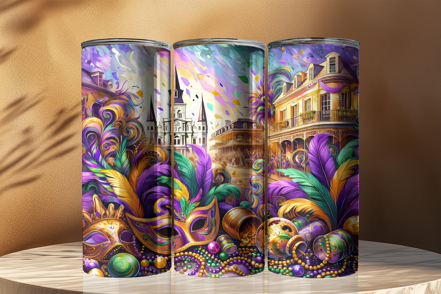 Burbon Street Mardi Gras Tumbler