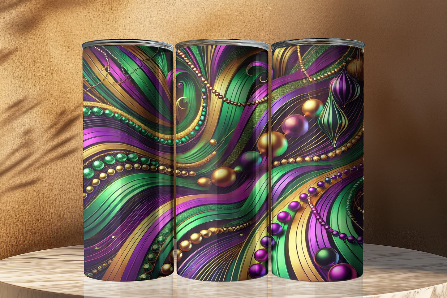 Mardi Gras Swirl Tumbler