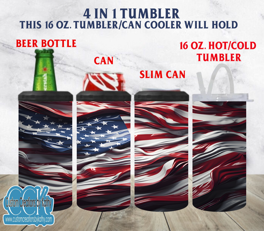 American Flag (4 in 1 Tumbler/Can Cooler)